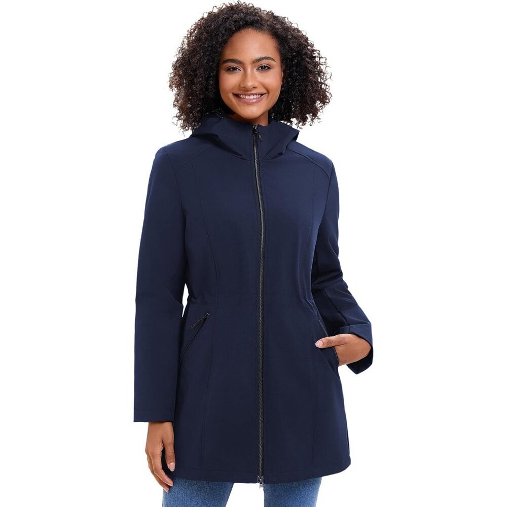 Women's Waterproof Rain Jacket Lightweight Hooded Breathable Windbreaker Softshe